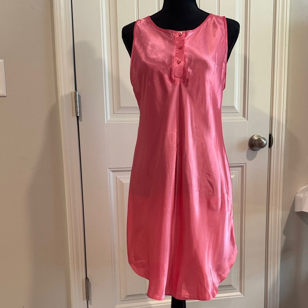Silky Pink Button-Front Sleep Chemise